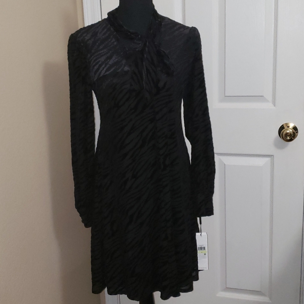 Calvin Klein Zebra Print Bow Tie Dress